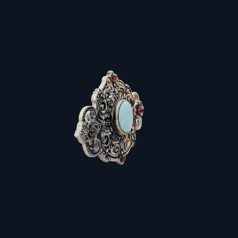 Ornate Victorian Brooch Model Pack with Emerald Gem